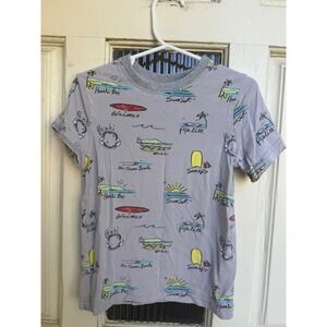 Coco Moon Hawaii Kids T Shirt Gray Beach Surf Print Short Sleeve Size 3T